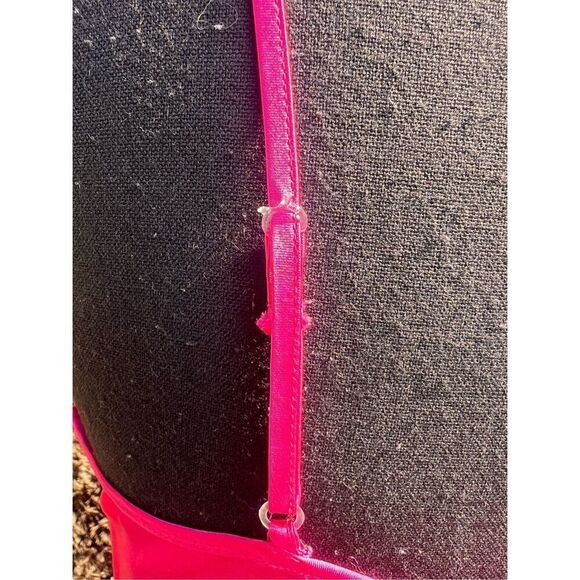 Vintage Delicates Satiny Fuchsia pink & Black Lace Peignoir Nightgown small - Picture 6 of 7